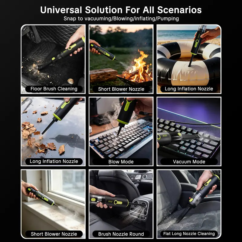 SEESE Car Vacuum Portable Cordless, 20000Pa 2 in 1 Vacuum Cleaner&Air Duster, 100W Brushless Motor Handheld Vacuum Cordless with 6000Mah Battery, Multi-Nozzles for Car, Home, Office, Pet Toolupgrade