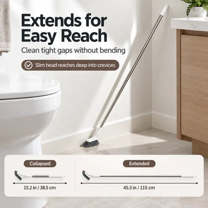 Telescopic Long Handle Crevice Cleaning Brush, Narrow Gap Cleaner for Bathroom, Toilet, Floors, Windows & Hard-To-Reach Spaces
