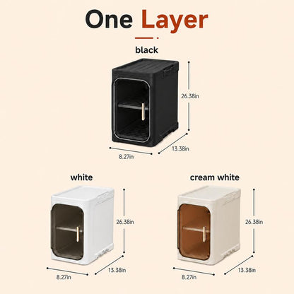 ONAIL 4-Layer Tall Narrow Plastic Storage Cabinet - Home Goods Apartment Furniture House Organizers with Slim Design, Doors, Adjustable Shelves, Wheels, Stackable Foldable Expandable for Small Spaces, Bathroom (5-10 Kg Capacity)