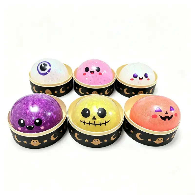 Halloween Cute Scary Ghost Maruko Mochi Squishy Toy Set - Soft Stretchy Squeeze Stress Relief Fidgets, Mini Portable Kids Sensory Item, Party Treat Bag Filler & Unique Gift