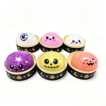 Halloween Cute Scary Ghost Maruko Mochi Squishy Toy Set - Soft Stretchy Squeeze Stress Relief Fidgets, Mini Portable Kids Sensory Item, Party Treat Bag Filler & Unique Gift