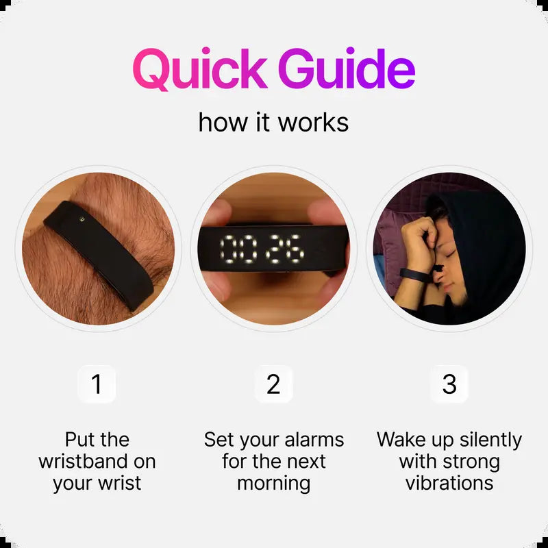 Onyx Silent Vibration Wrist-Worn Device - Alarm for Waking Up, Partner-Disturbance-Free for Heavy Sleepers, 2 Intensity Levels, up to 3 Alarms, 14+ Day Rechargeable Battery, Cool Gadgets for Adults, Gifts for Him, Gifts for Adults