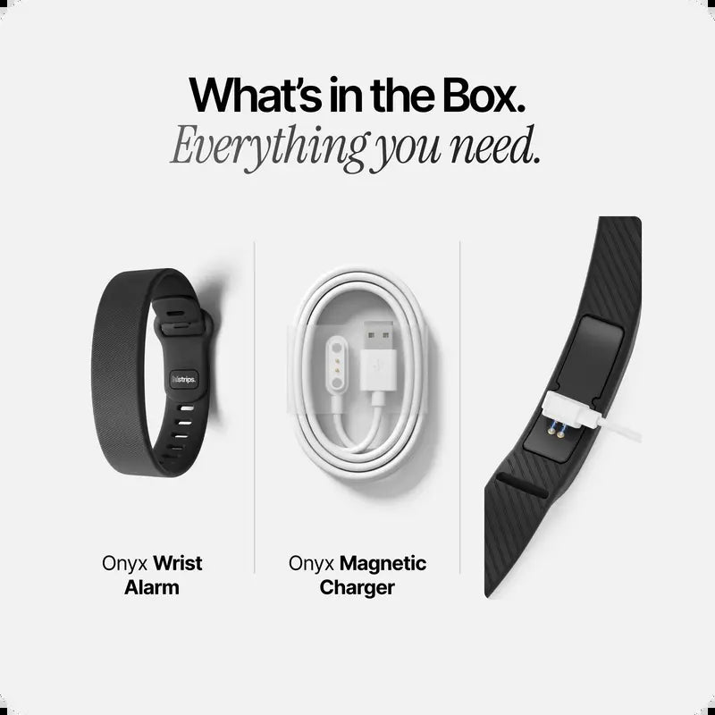 Onyx Silent Vibration Wrist-Worn Device - Alarm for Waking Up, Partner-Disturbance-Free for Heavy Sleepers, 2 Intensity Levels, up to 3 Alarms, 14+ Day Rechargeable Battery, Cool Gadgets for Adults, Gifts for Him, Gifts for Adults
