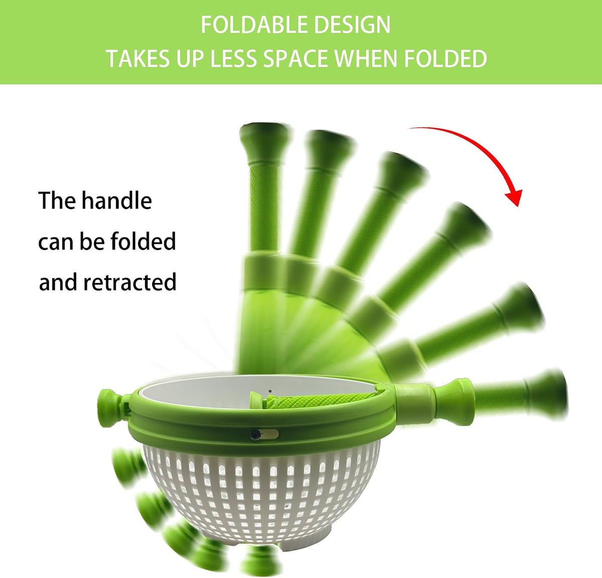 Collapsible Salad Spinner 3-In-1, 3Qt Space Saving Colander & Vegetable Dryer, Foldable for Easy Storage, Dishwasher Safe, Bpa-Free, Non-Slip Base, for Small Kitchens, Dorms, RV, Camping