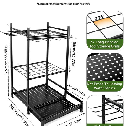 New Heavy-Duty Steel Garden Tool Organizer Tower Rack with Storage Hooks, Holds 50+ Tools for Garage, Outdoor Home Organization