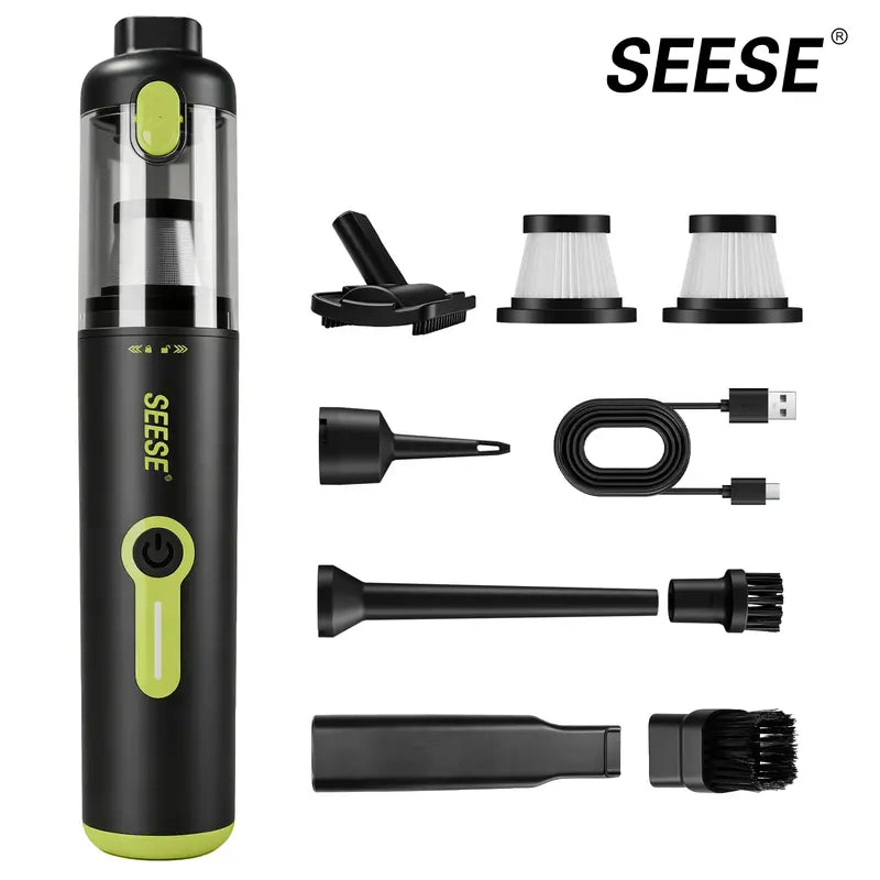 SEESE Car Vacuum Portable Cordless, 20000Pa 2 in 1 Vacuum Cleaner&Air Duster, 100W Brushless Motor Handheld Vacuum Cordless with 6000Mah Battery, Multi-Nozzles for Car, Home, Office, Pet Toolupgrade