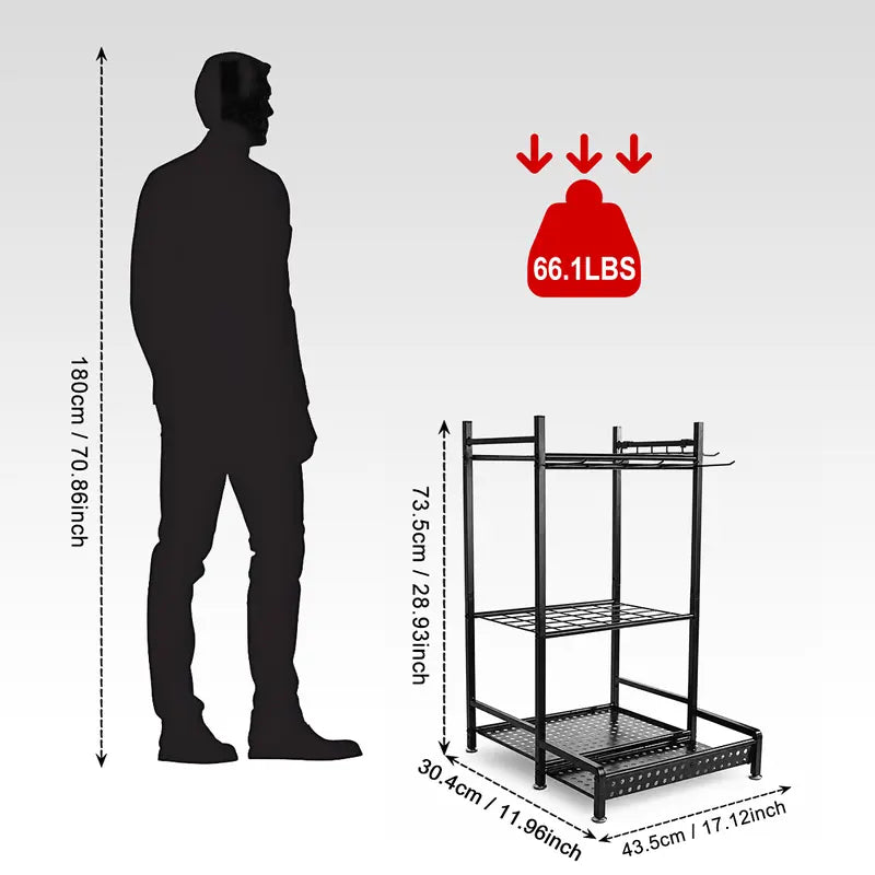 New Heavy-Duty Steel Garden Tool Organizer Tower Rack with Storage Hooks, Holds 50+ Tools for Garage, Outdoor Home Organization